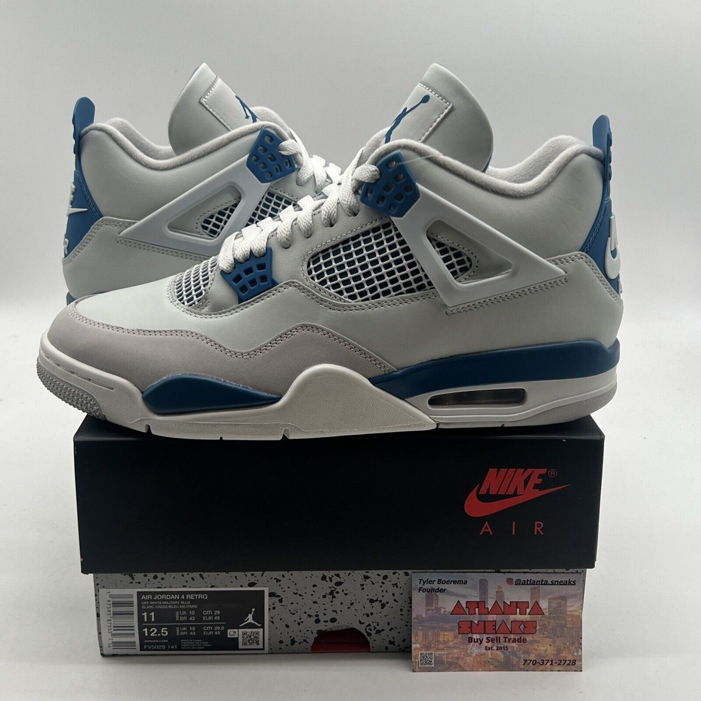 Size 11 - Air Jordan 4 Retro 2024 Military Blue (FV5029-141).