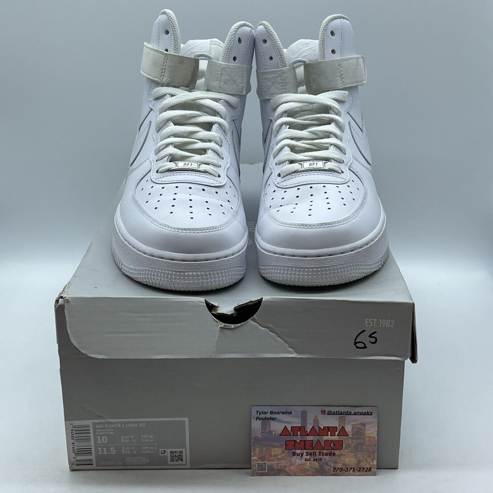 Size 10 - Nike Air Force 1 '07 High Triple White Leather (CW2290-111)