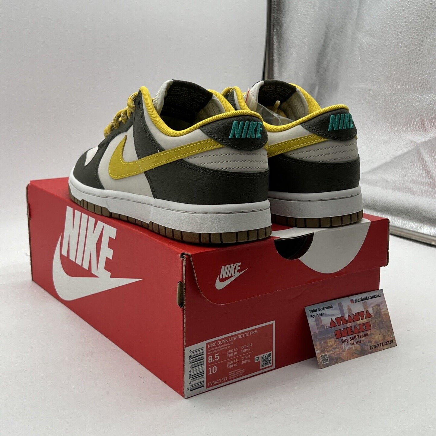 Size 8.5 - Nike Dunk Premium Low Cargo Khaki Vivid Sulfur (FV3629-371)