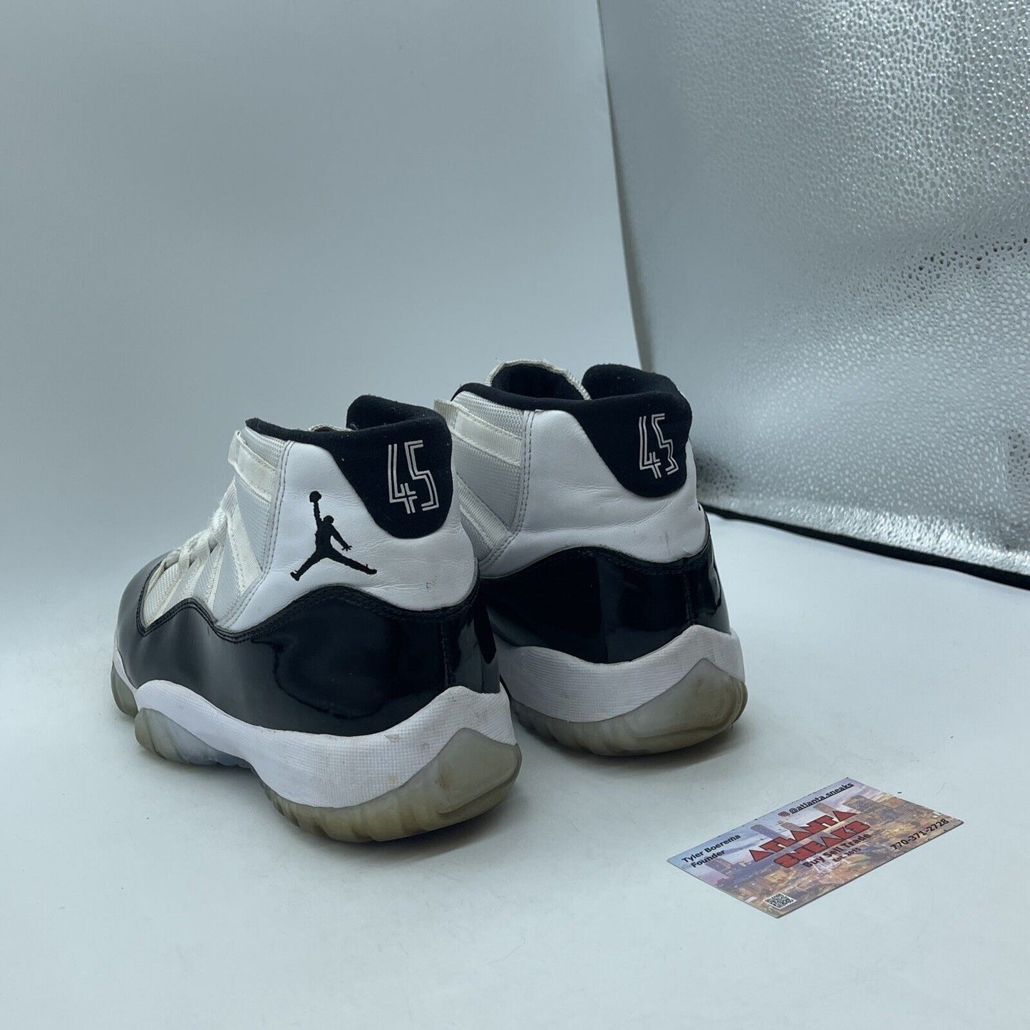 Size 8.5 - Jordan 11 Retro High Concord White Black Leather (378037-100)