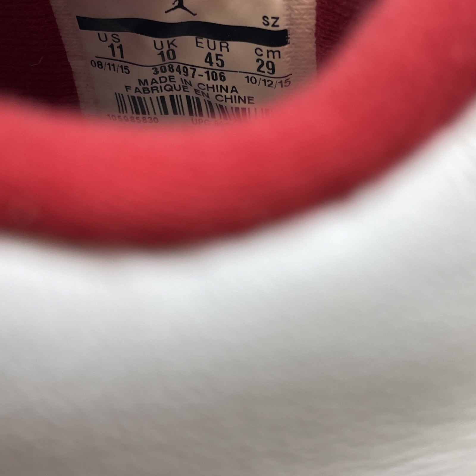 Size 11 - Jordan 4 Retro alternate 89 2016 White Red Leather (308497-106)