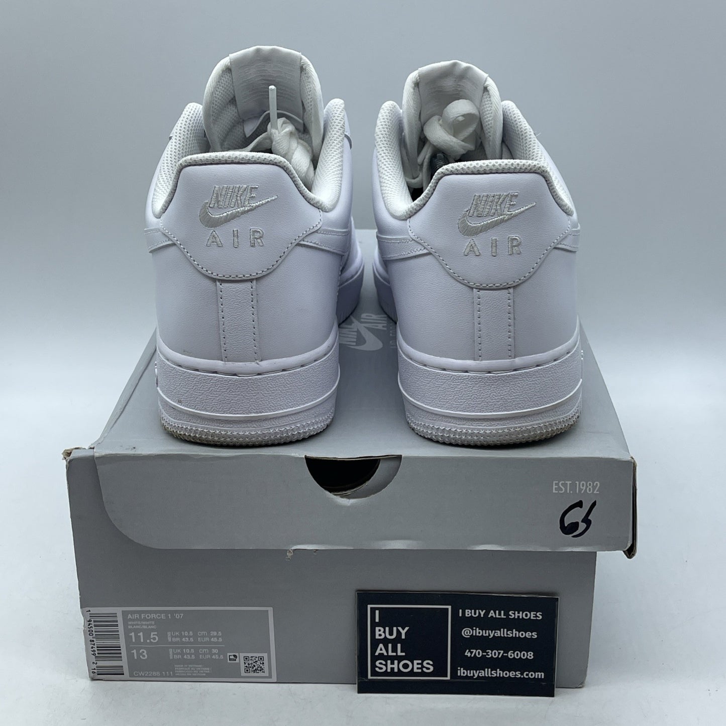 Size 11.5 - Nike Air Force 1 '07 Low Triple White (CW2288-111)