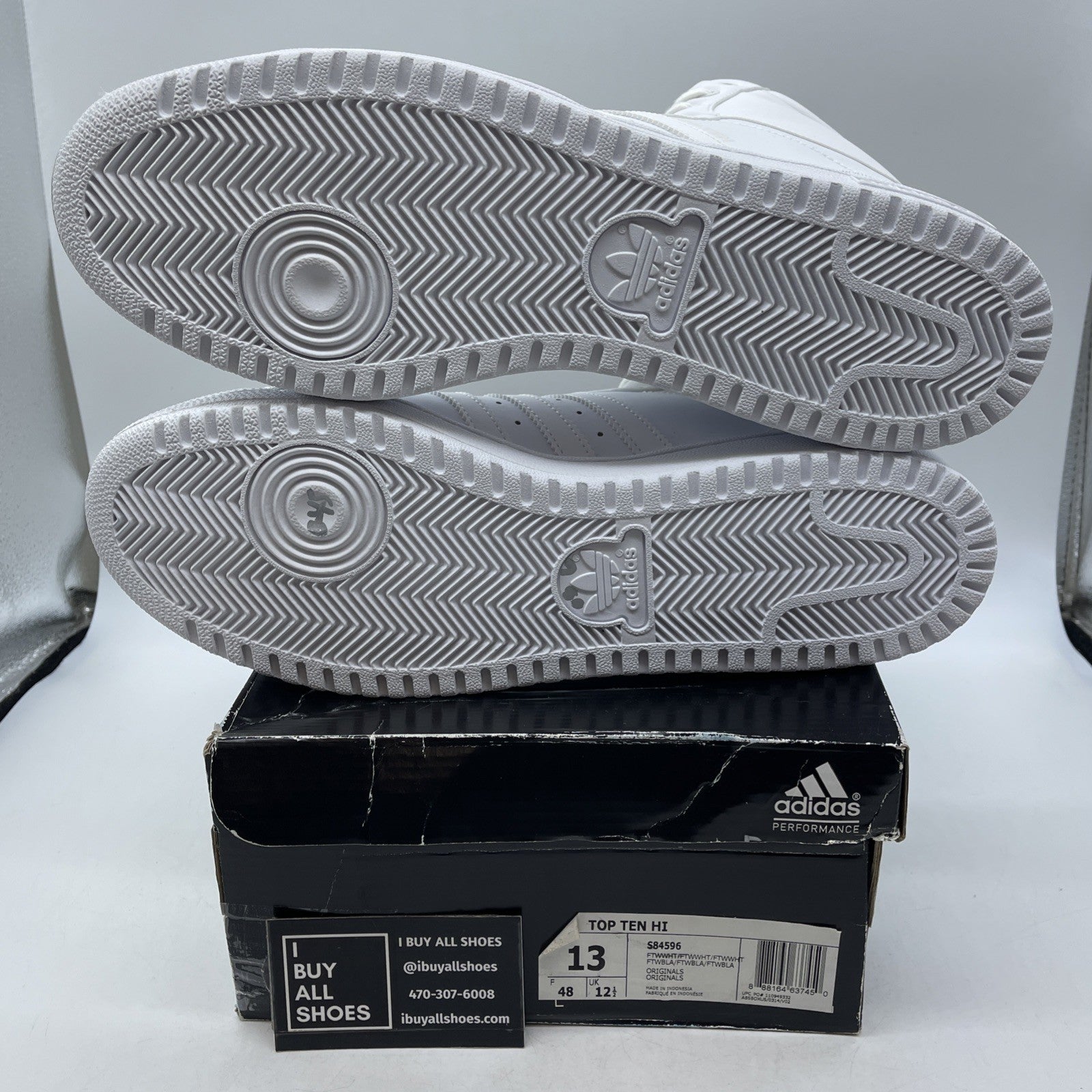 Size 13 - Adidas Top Ten High Triple White (S84596)