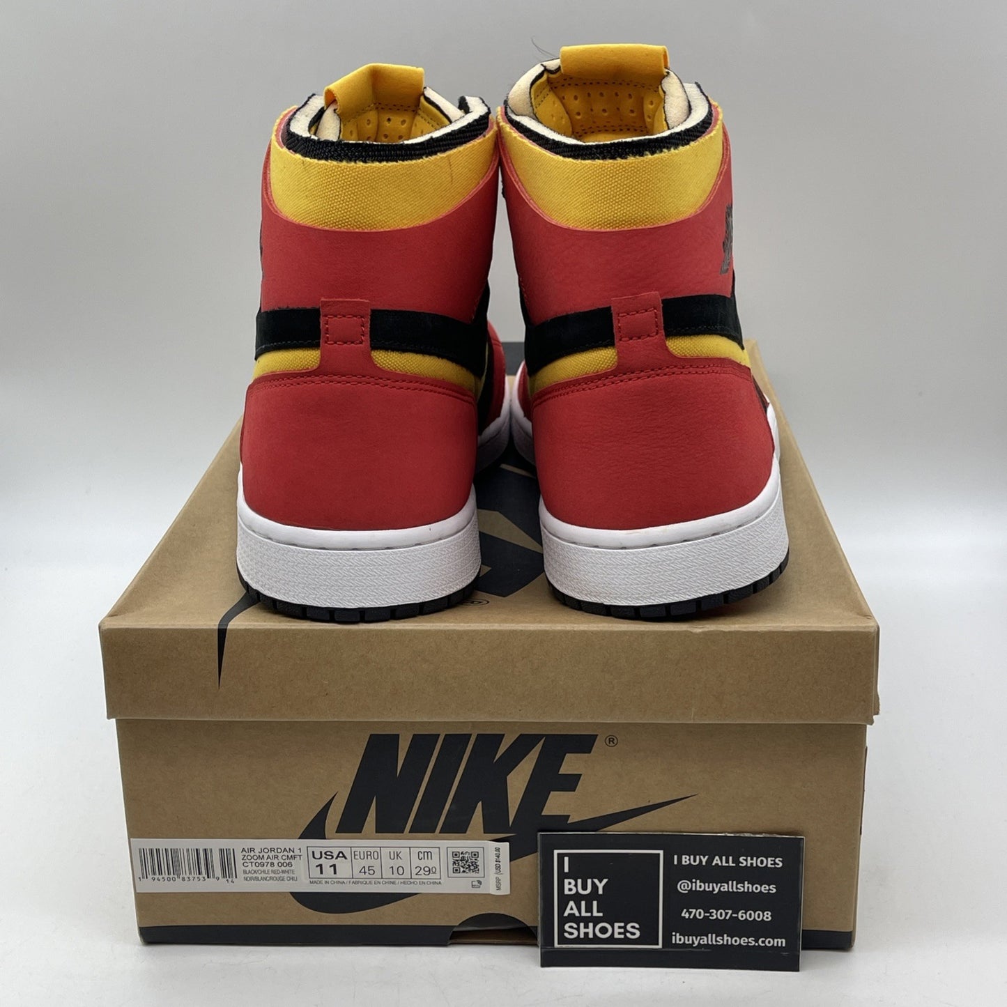 Size 11 - Air Jordan 1 Zoom Comfort High Chile Red Black Suede (CT0978-006)