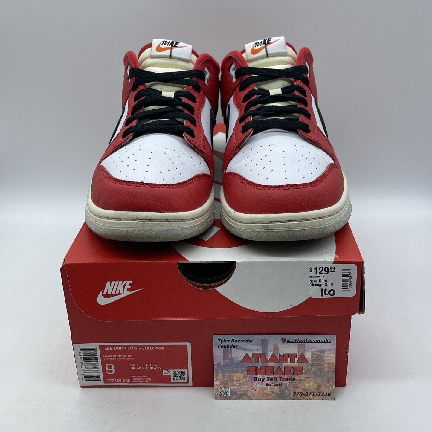 Size 9 - Nike Dunk Low Split - Chicago White Black Leather (DZ2536-600)