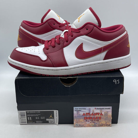 Size 11 - Jordan 1 Low Cardinal Red 2022 White Yellow Leather (553558-607)