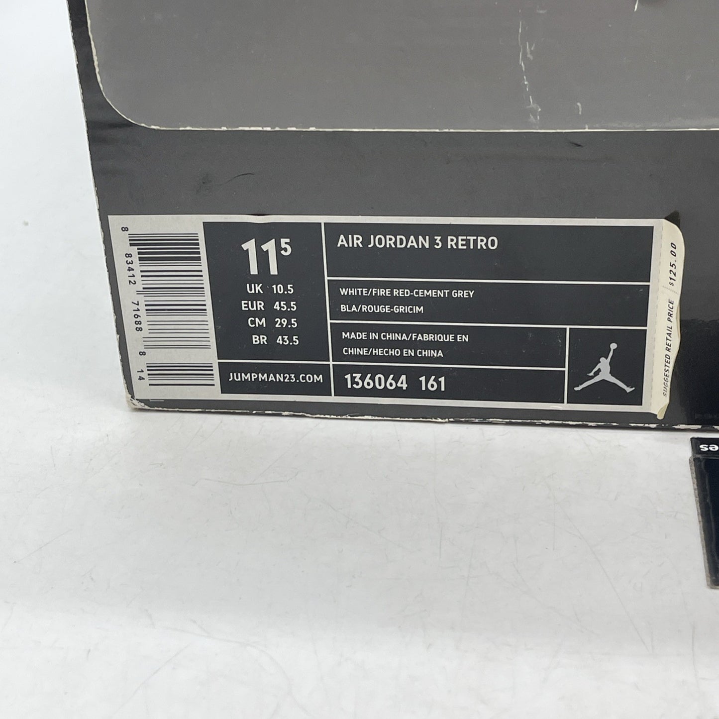 Size 11.5 - Air Jordan 3 Retro 2007 Fire Red (136064-161)
