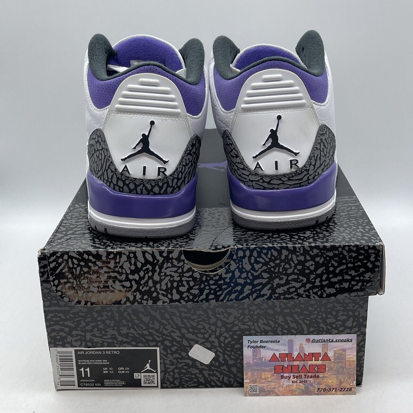 Size 11 - Jordan 3 Retro Mid Dark Iris White Grey Black Suede (CT8532-105)