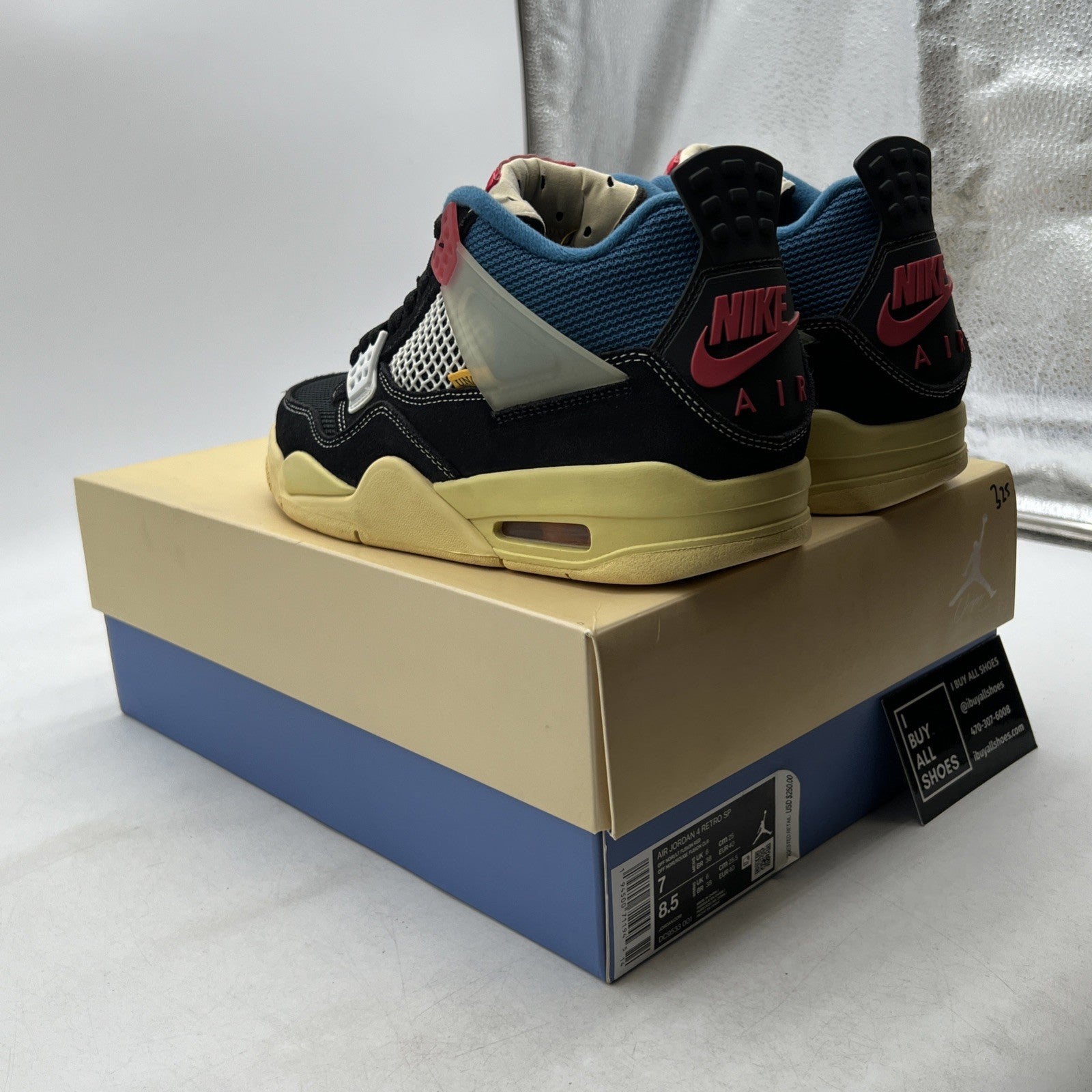 Size 7 - Air Jordan 4 Retro x Union LA Mid Off Noir (DC9533-001)