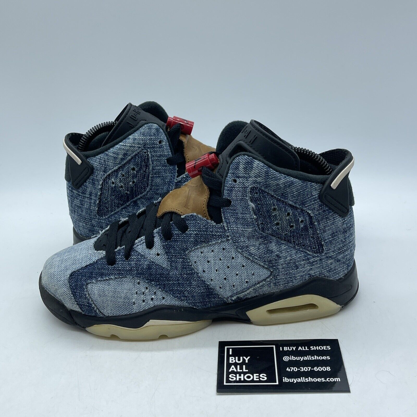 Size 6Y - Air Jordan 6 Retro Washed Denim Blue Black Suede Leather (CV5489-401)