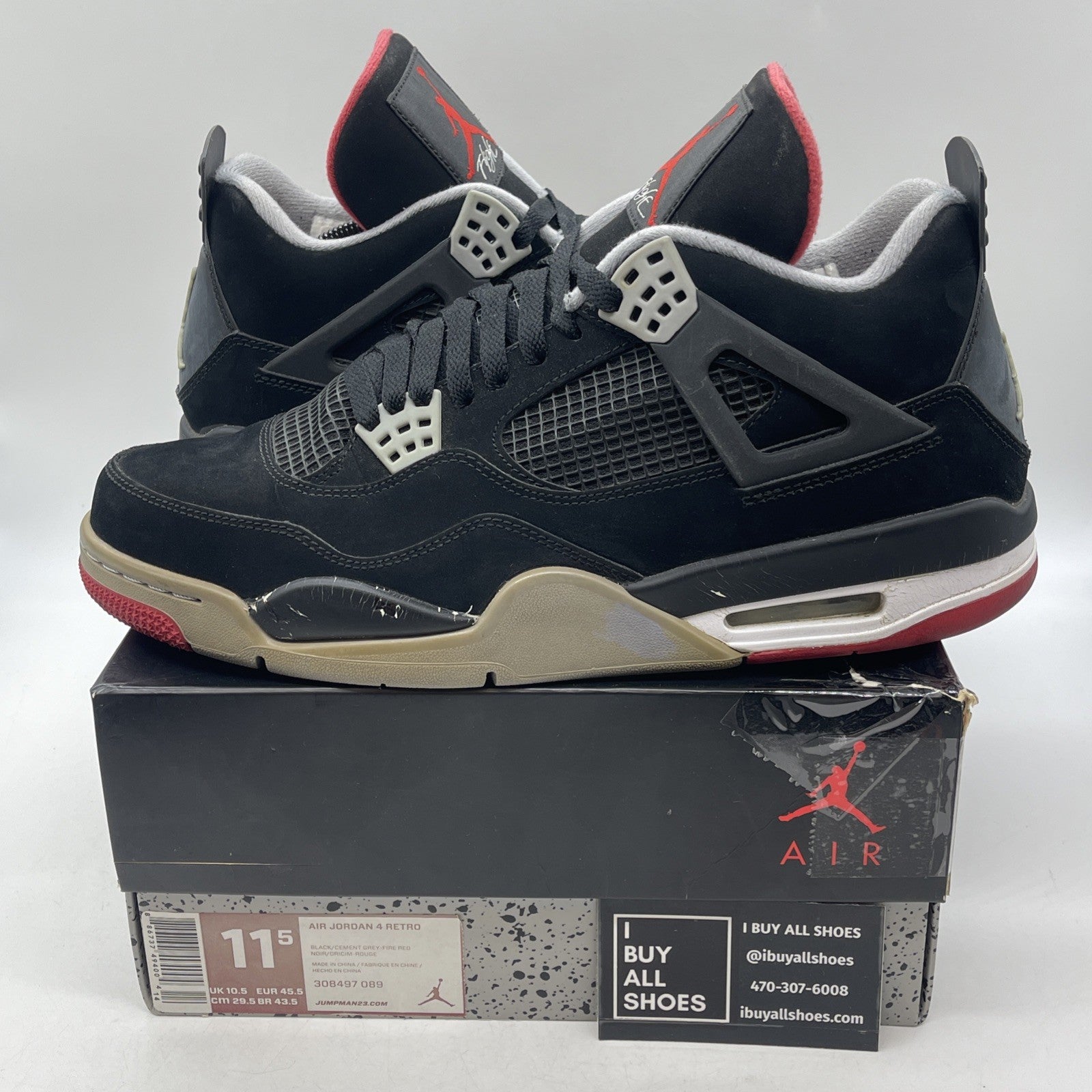 Size 11.5 - Air Jordan 4 Retro bred release 2012 (308497-089)