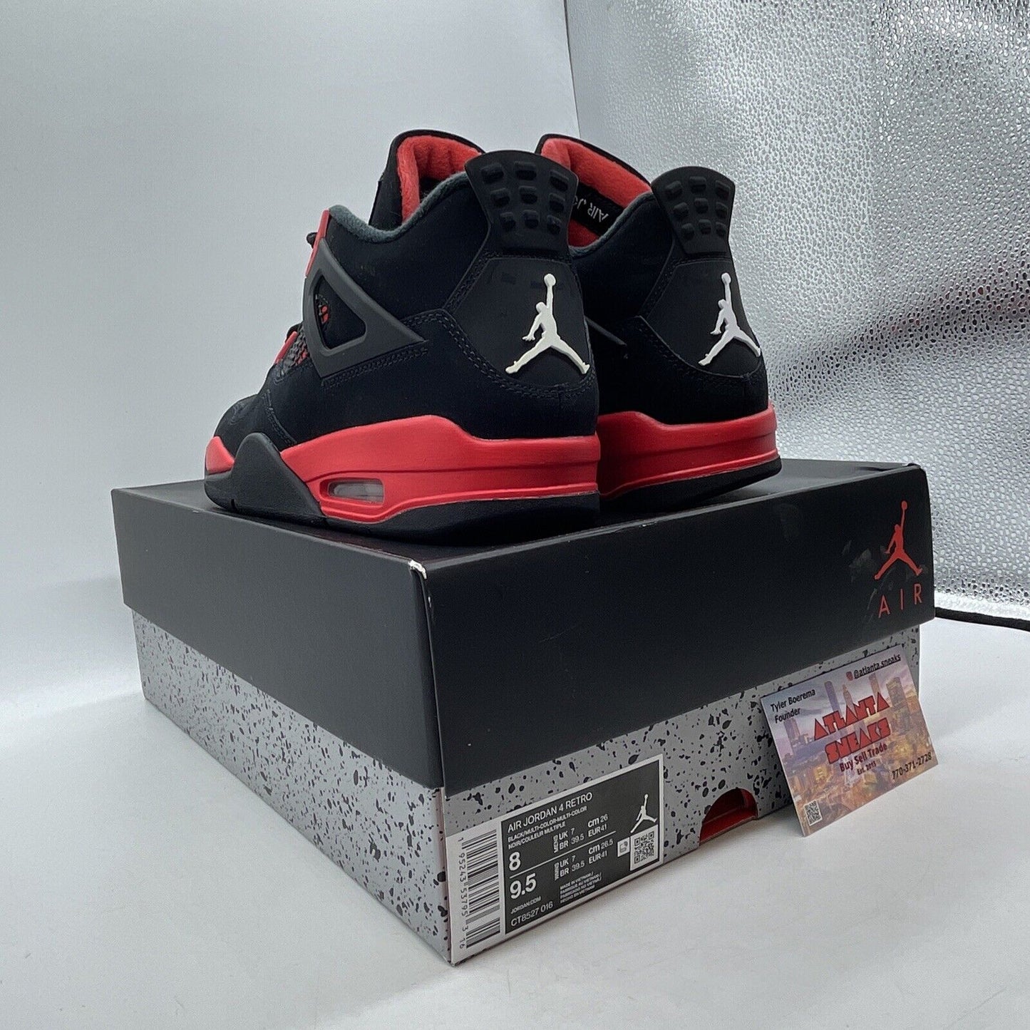 Size 8 - Jordan 4 Retro Mid Red Thunder Black White Red Suede (CT8527-016)