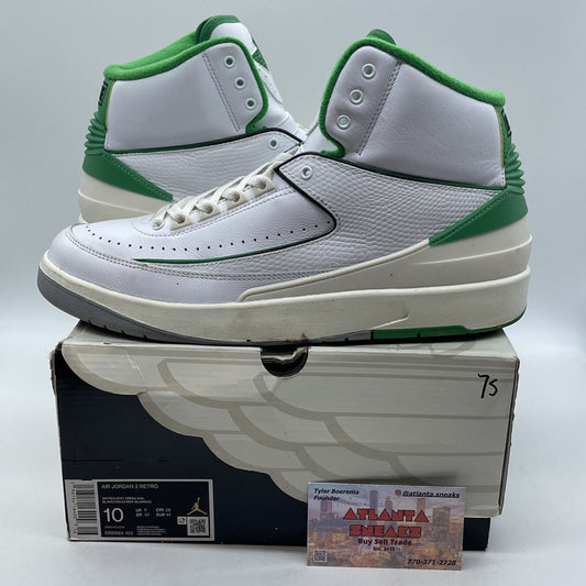 Size 10 - Jordan 2 Retro Lucky Green grey  White Leather (DR8884-103)