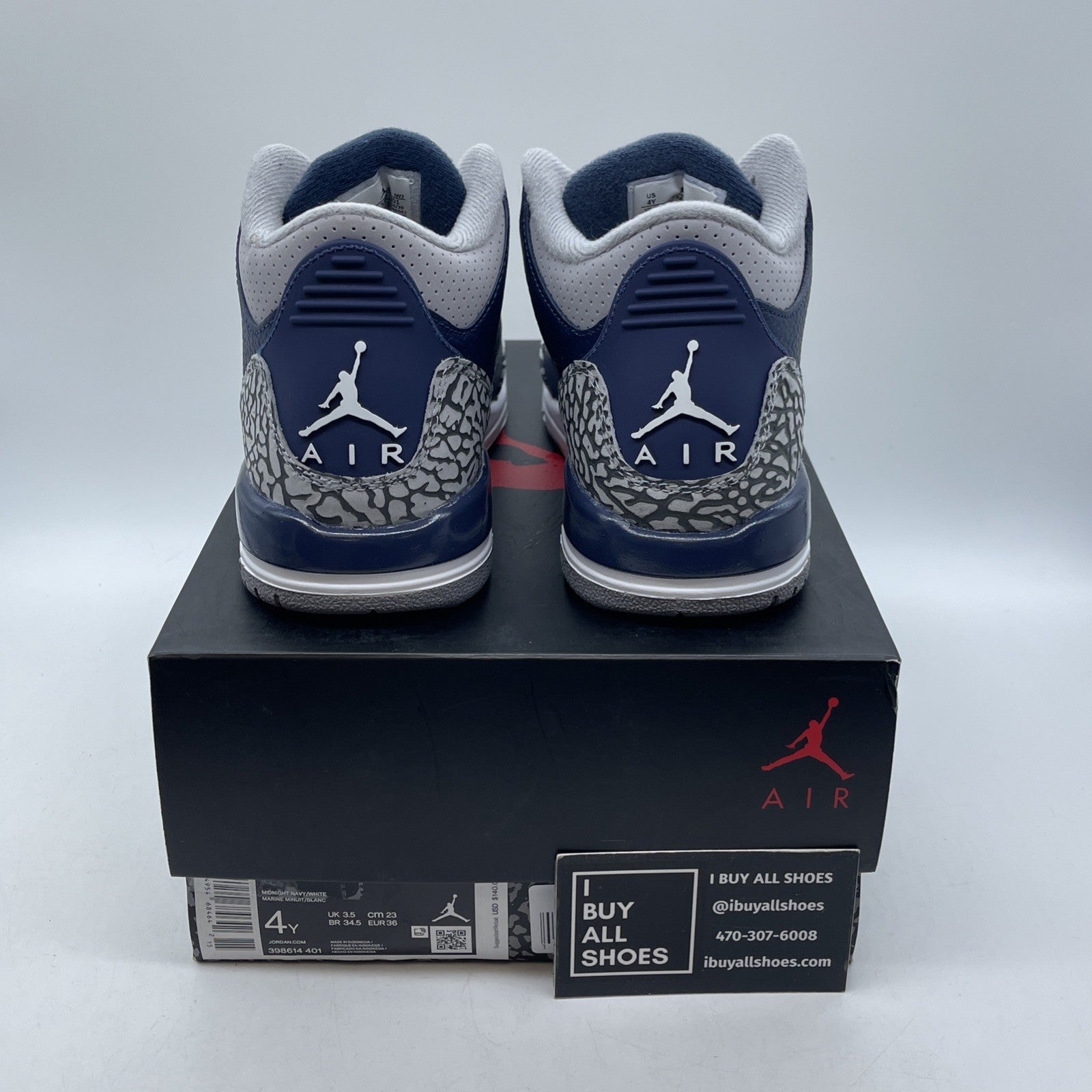 Size 4Y (GS) - Jordan 3 Retro Mid Georgetown Blue Grey Leather (398614-401)