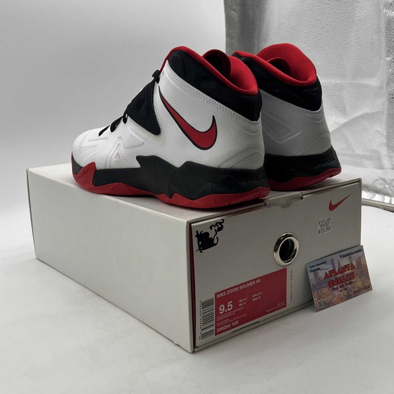 Size 9.5 - Nike LeBron Zoom Soldier 7 White Red Black (599264-100)