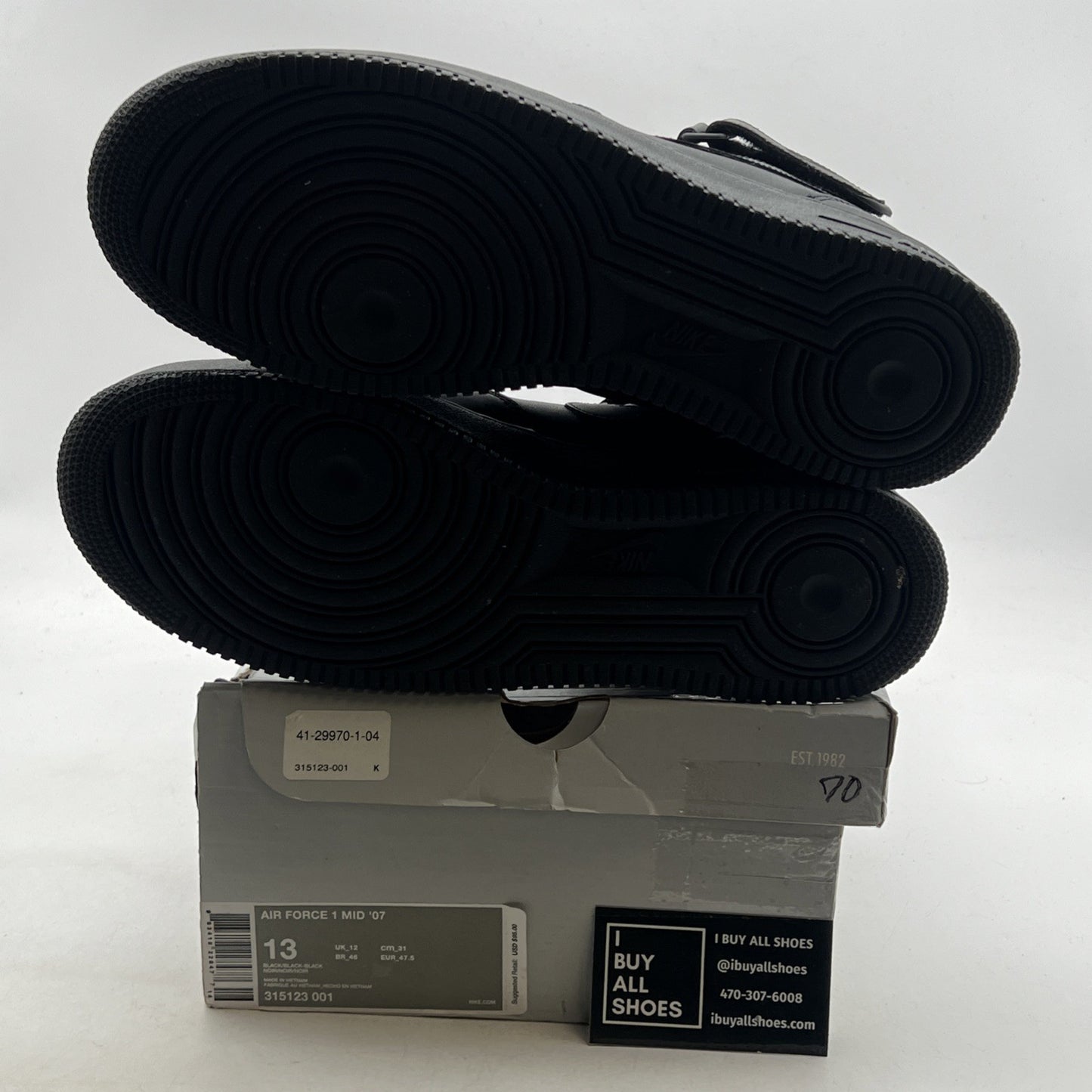 Size 13 - Nike Air Force 1 '07 Mid Triple Black (315123-001)