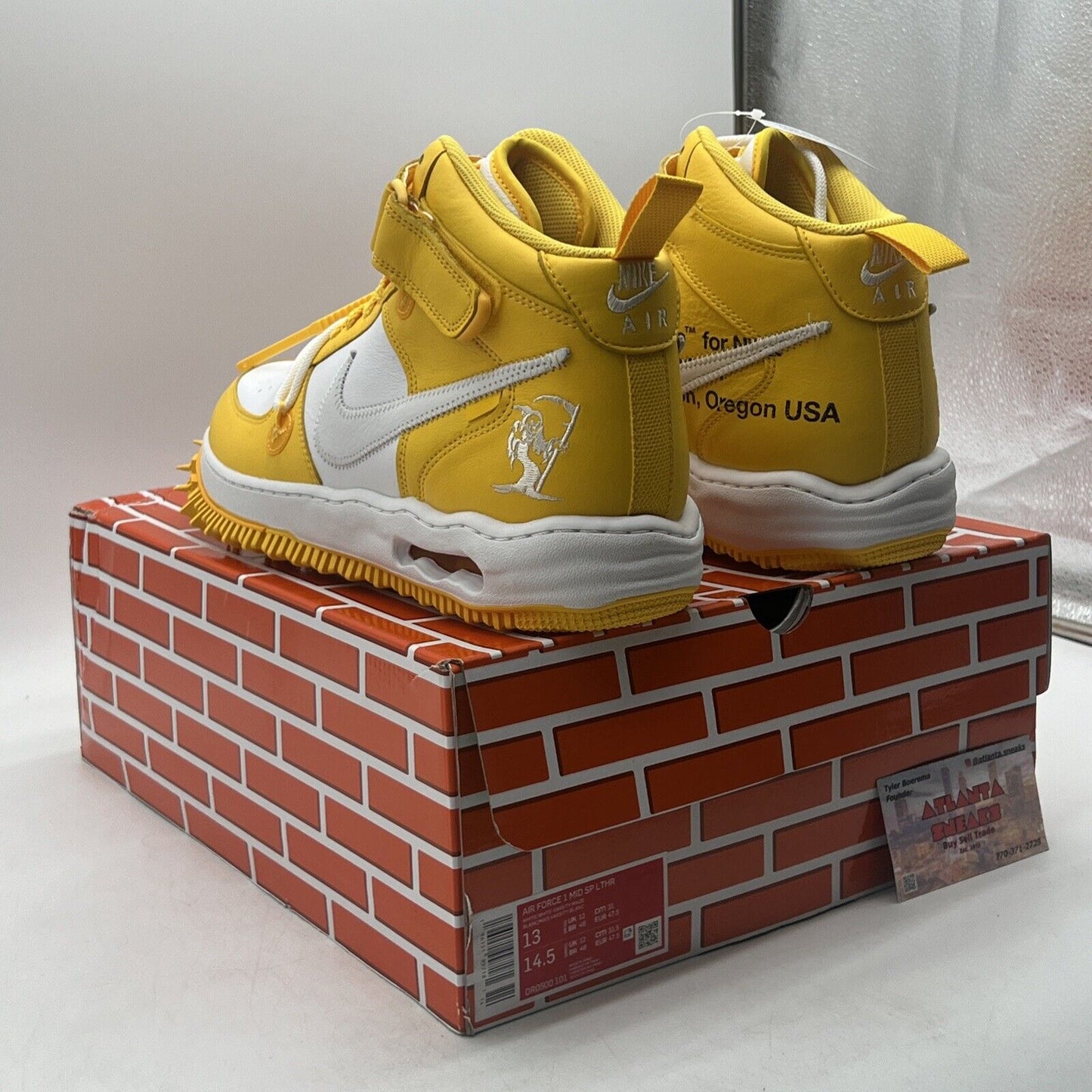 Size 13 - Nike Off-White x Air Force 1 SP Leather Mid Varsity Maize (DR0500-101)