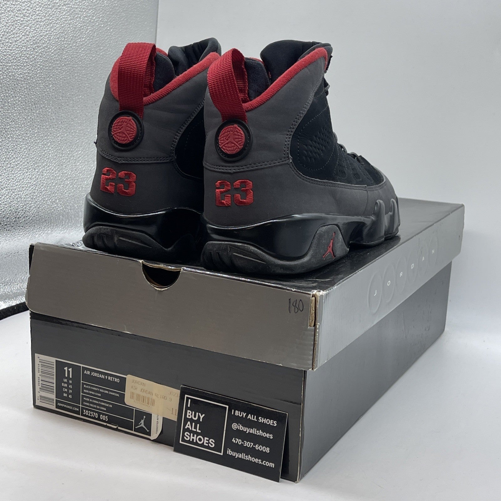 Size 11 - Air Jordan 9 Retro 2010 Charcoal Grey Black Suede (302370-005)