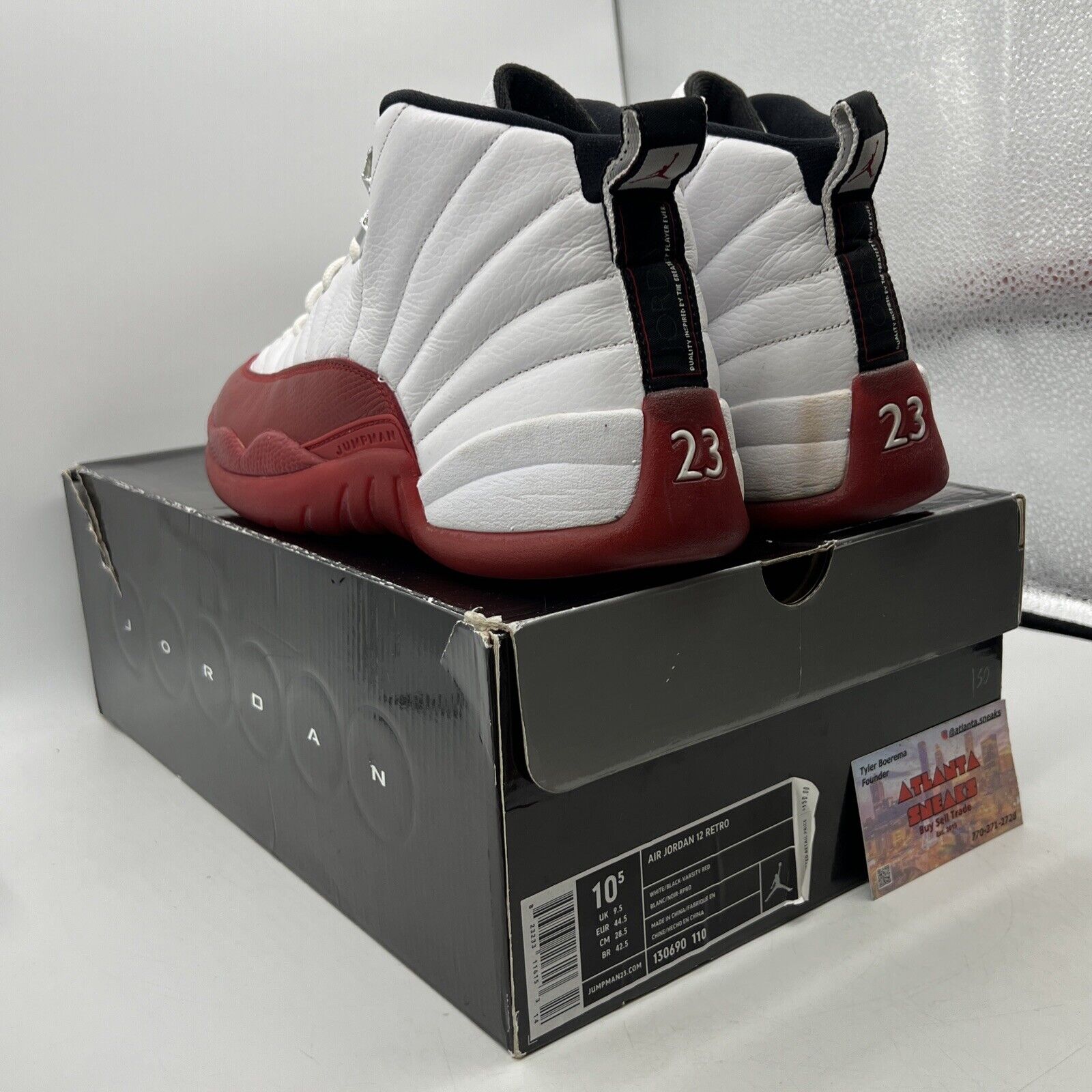 Size 10.5 - Air Jordan 12 Retro 2009 Cherry White Leather (130690-110)
