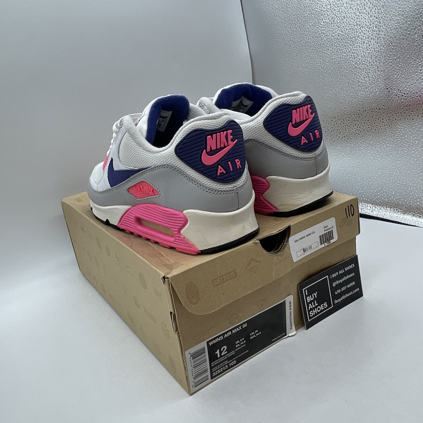 Size 12W - Nike Air Max 90 Laser Pink (325213-105)