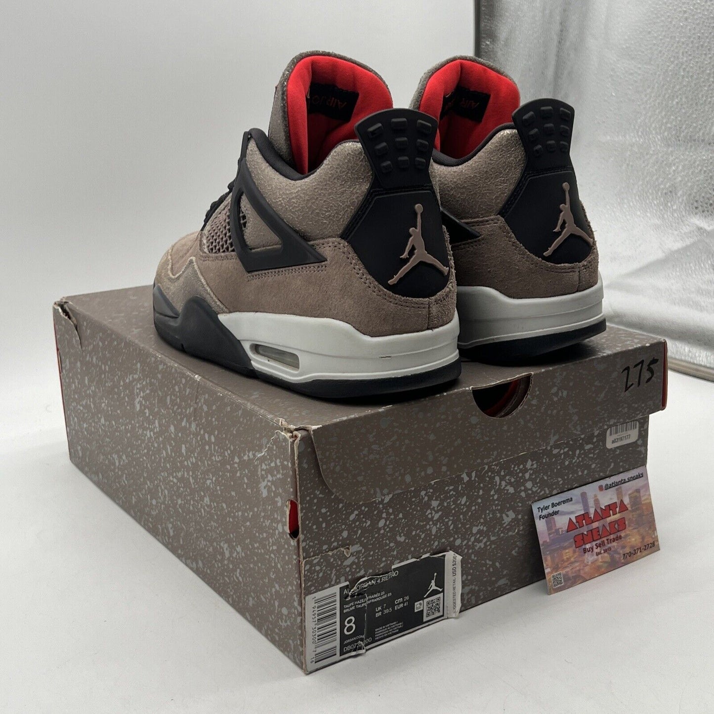 Size 8 - Jordan 4 Retro Mid Taupe Haze Black White Brown Red (DB0732-200)