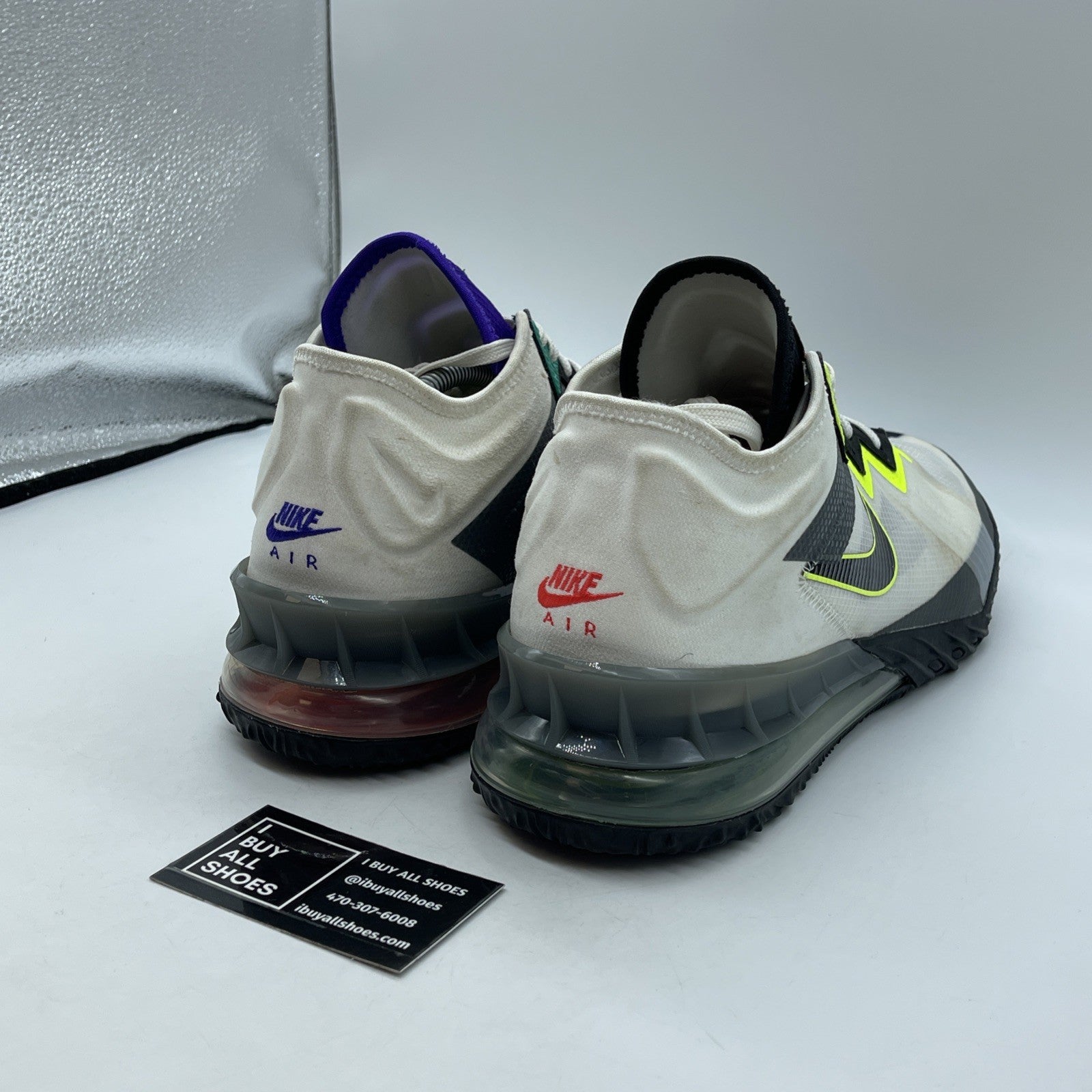 Size 12 - Nike LeBron 18 Low Air Max 95 Greedy White Black Suede (CV7562-100)