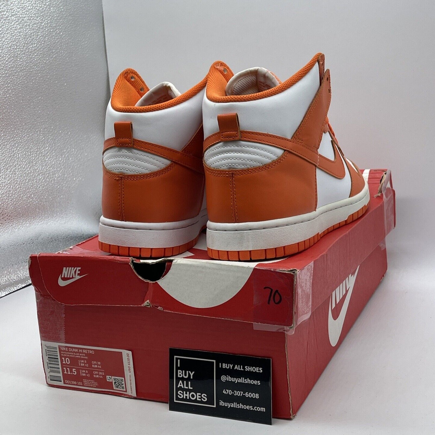 Size 10 - Nike Dunk SP 2021 High Syracuse Orange White Leather (DD1399-101)