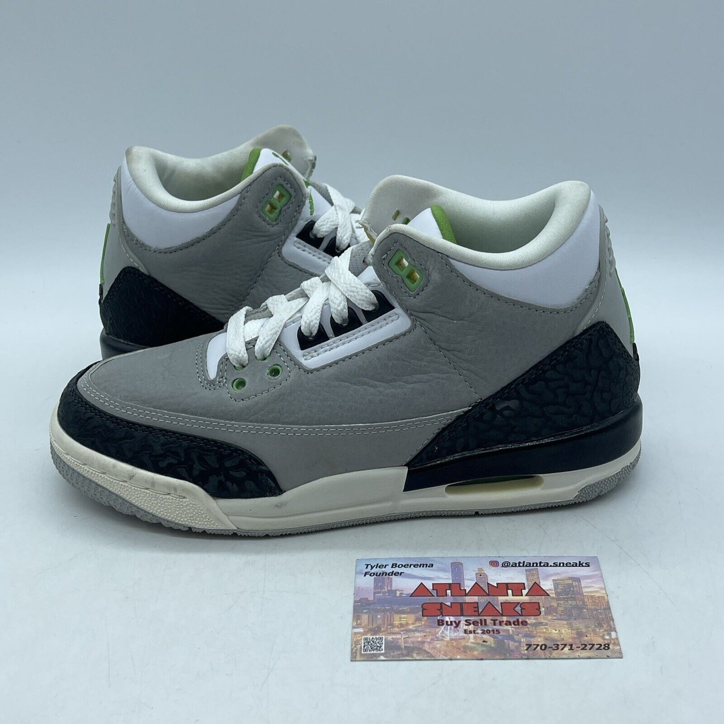 Size 4Y (GS) - Jordan 3 Retro Mid Chlorophyll Grey Black Suede (398614-006)