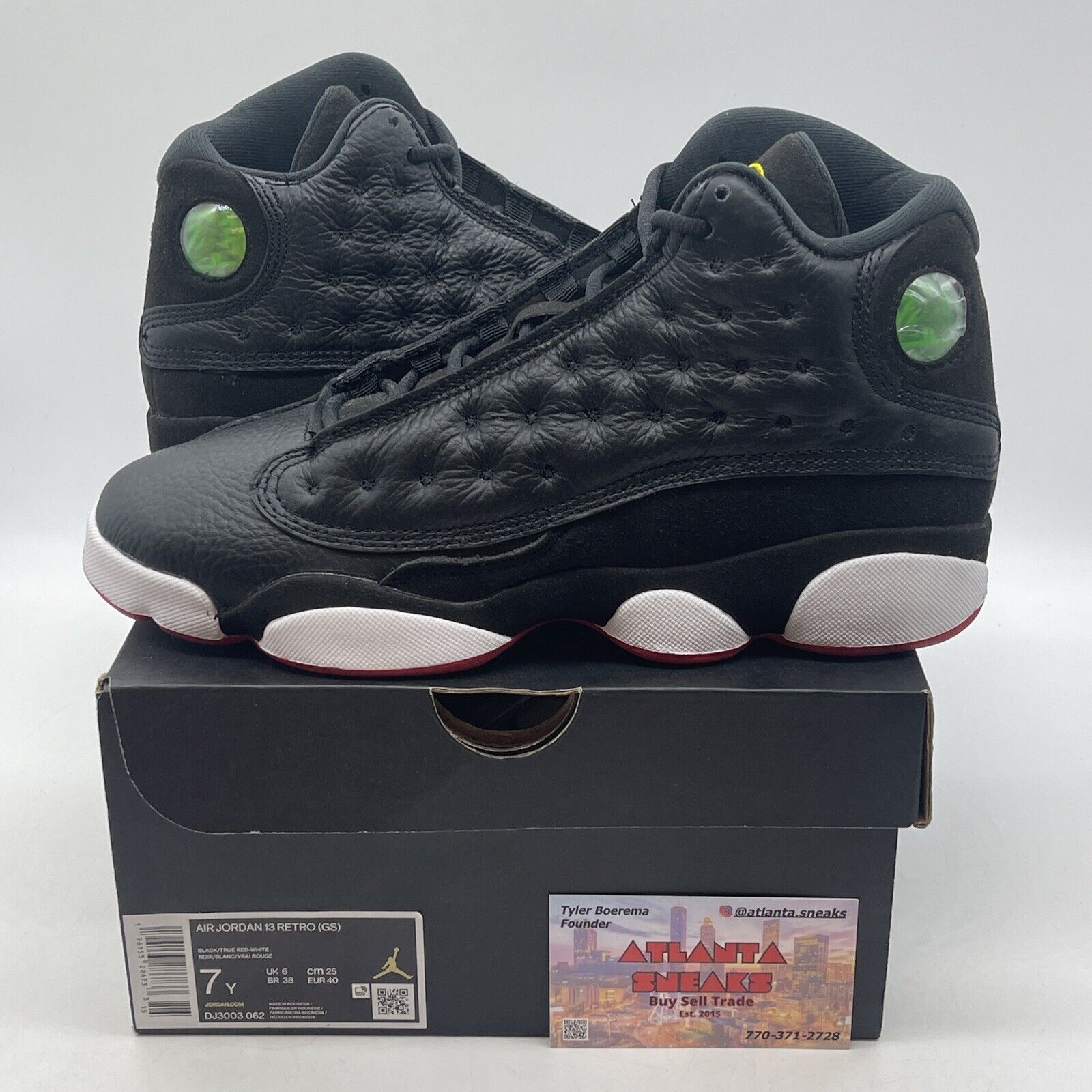 Size 6.5 - Jordan 13 Retro Mid Playoff Black White Red Suede (DJ3003-062)