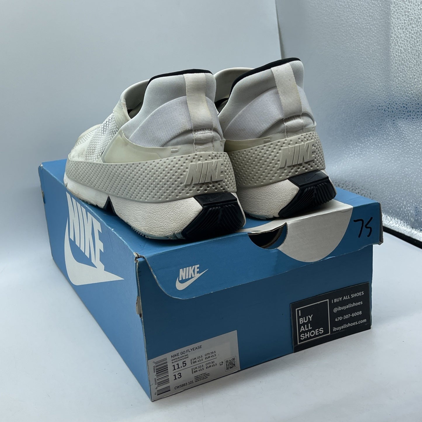 Size 11.5 - Nike Go Flyease White Sail Black Gum Suede Leather (CW5883-101)