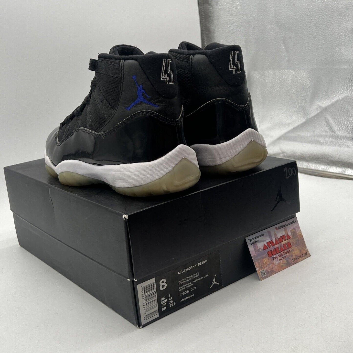 Size 8 - Jordan 11 Retro High Space Jam Black White Leather (378037-003)