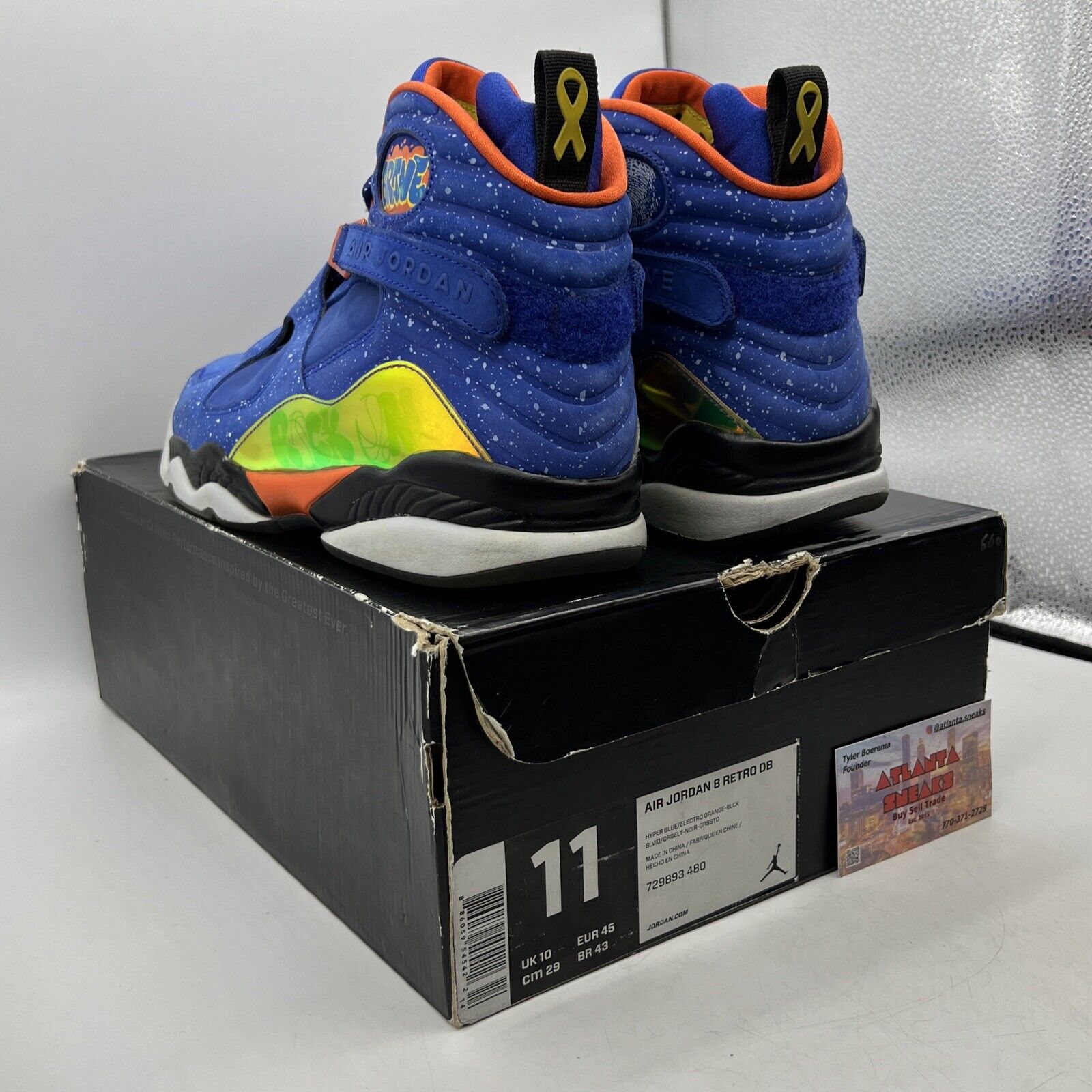 Size 11 - Air Jordan 8 Retro DB Doernbecher Blue Orange Suede (729893-480)