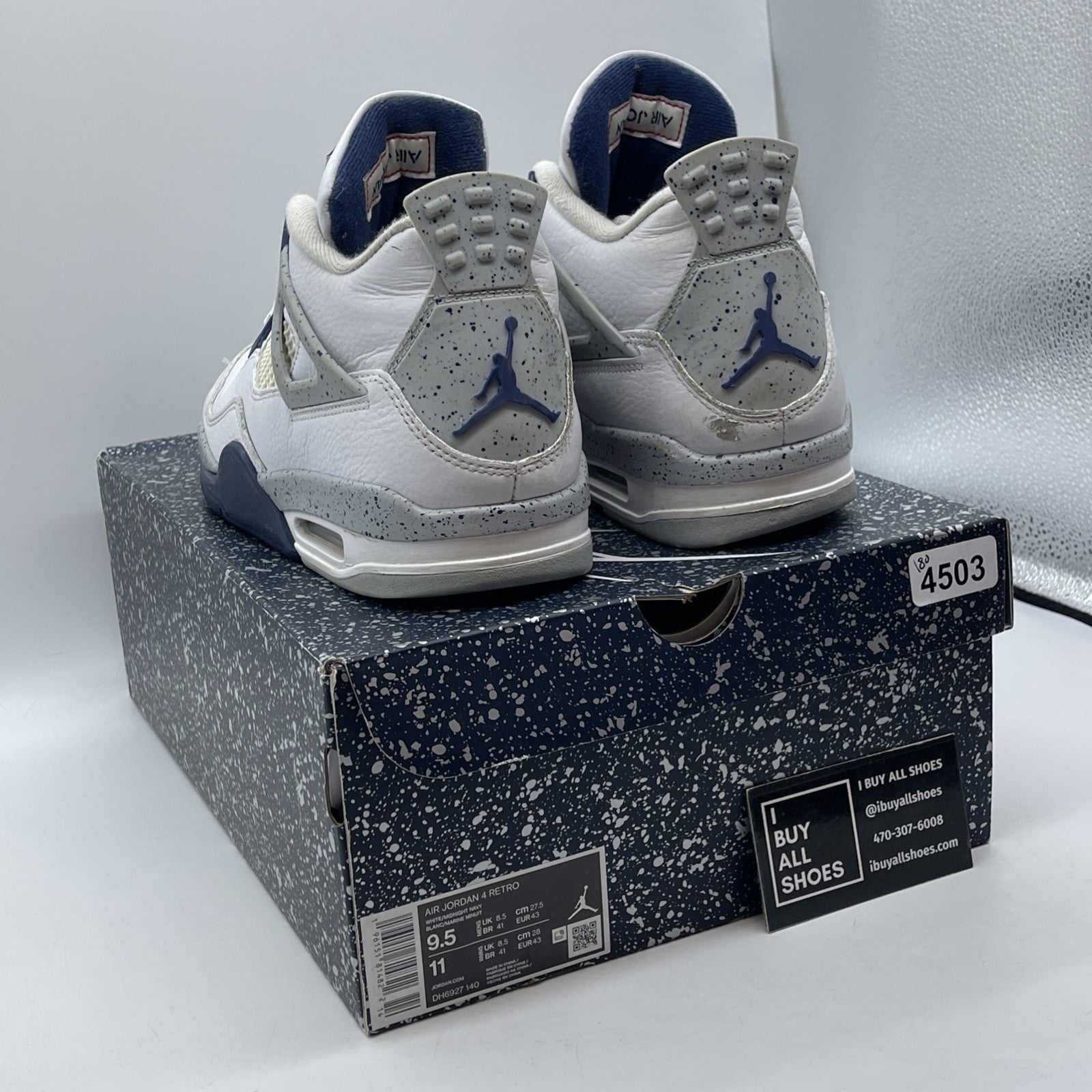 Size 9.5 - Jordan 4 Retro Mid Midnight Navy White Leather (DH6927-140)