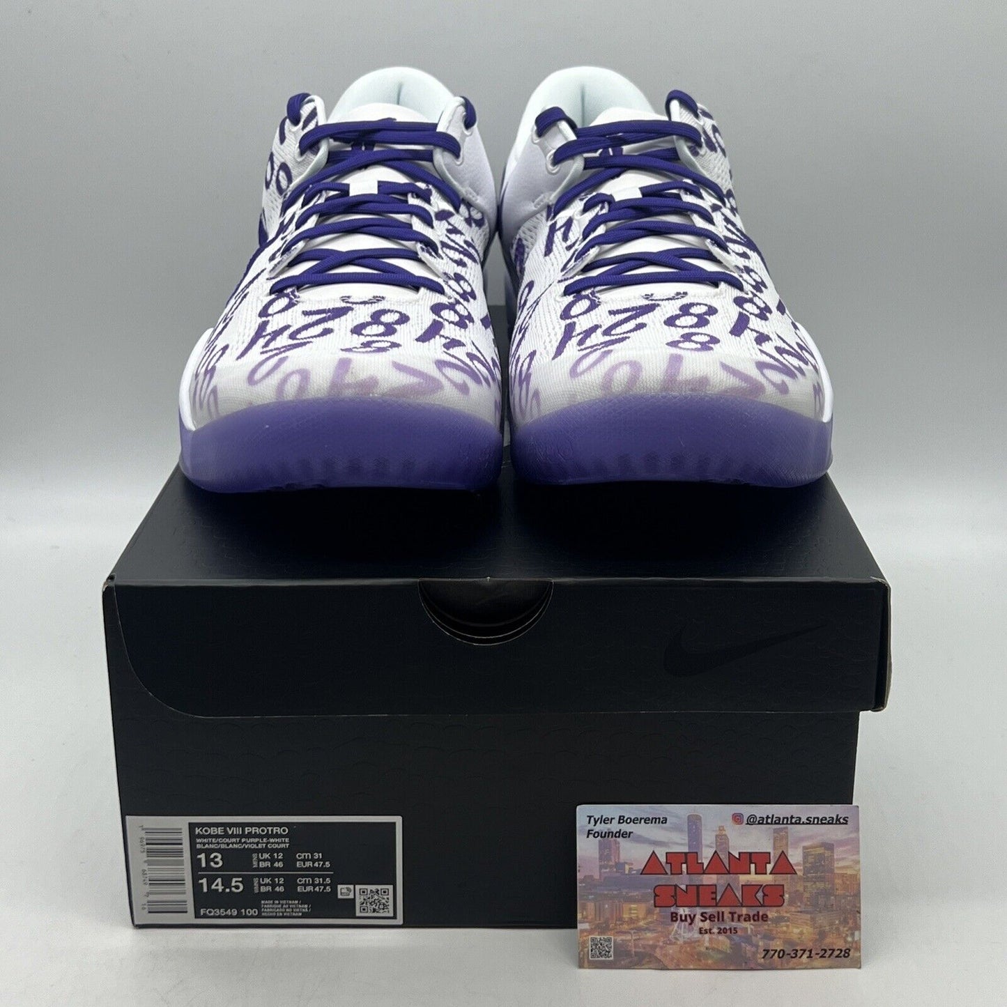 Kobe 8 Protro Court Purple 13 Brand New Og All White