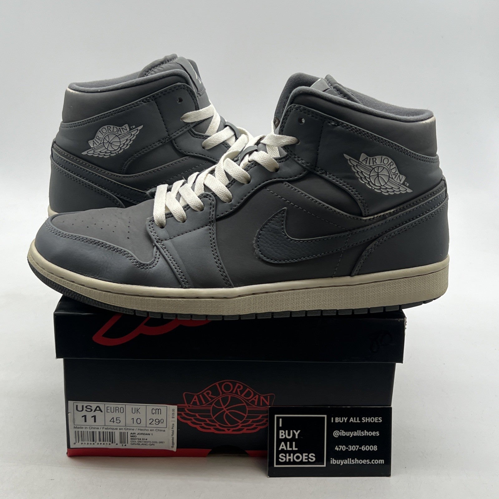 Size 11 - Air Jordan 1 Retro Mid Cool Grey (554724-014)