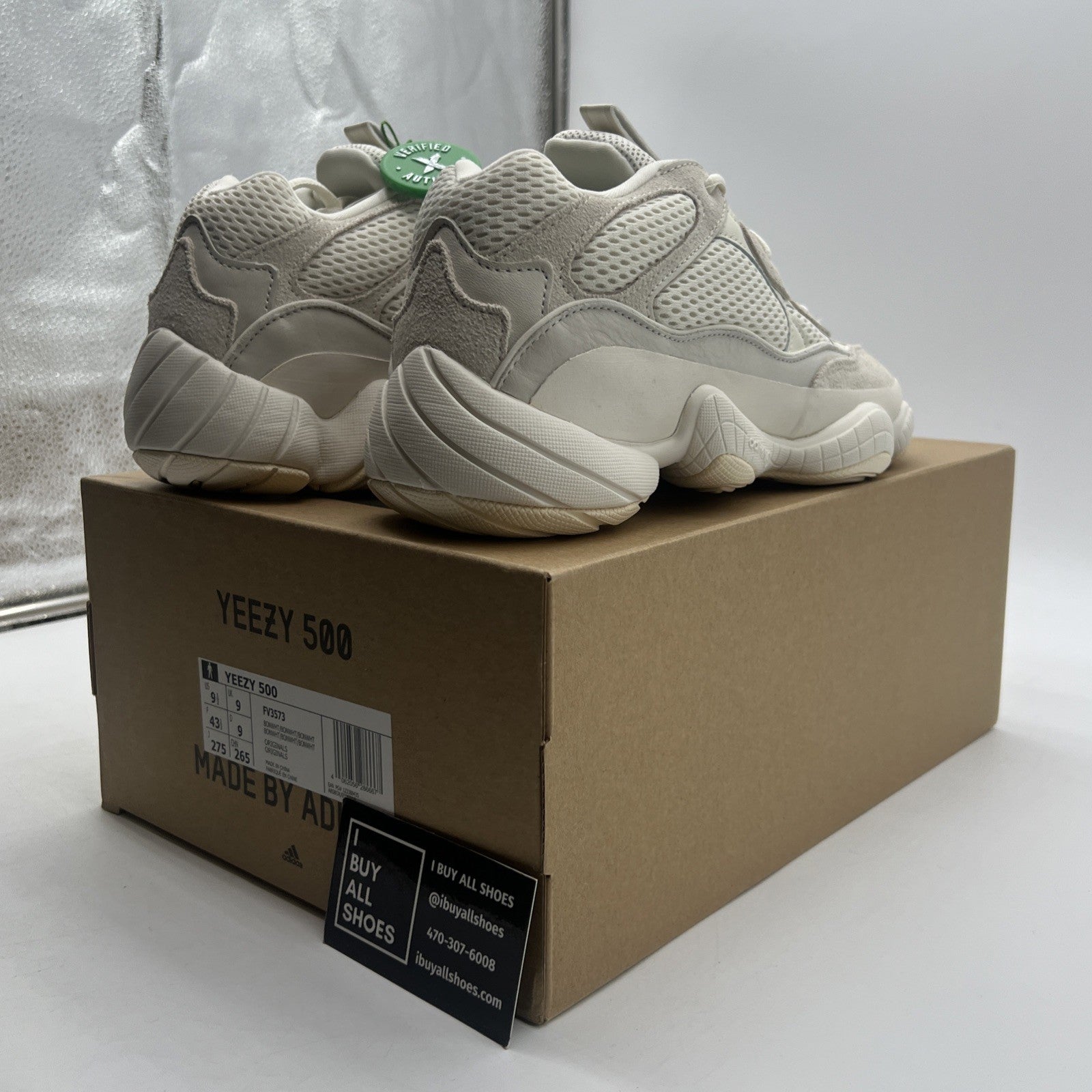Size 9.5 - adidas Yeezy 500 Bone White (FV3573)