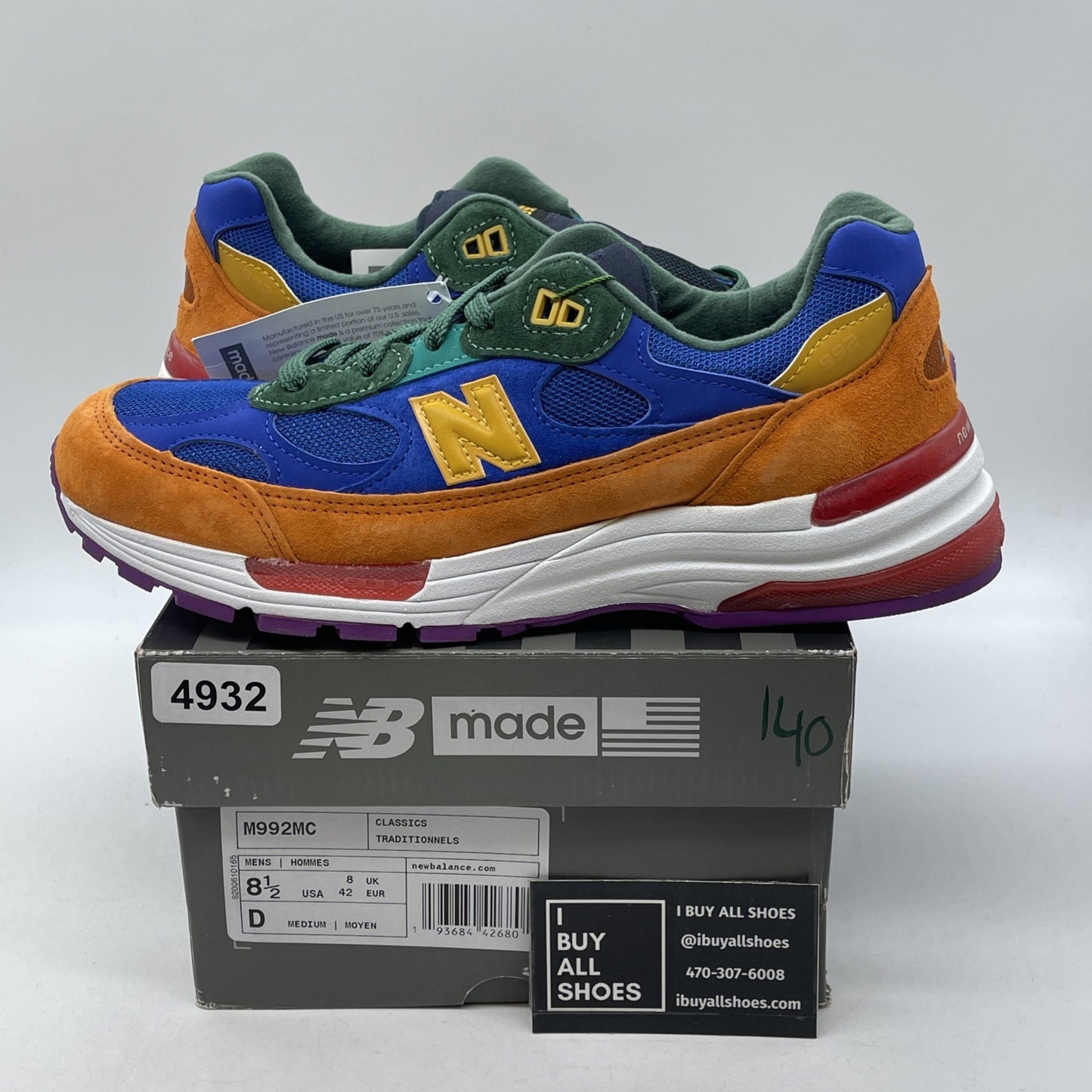 Size 8.5 - New Balance 992 Made in USA Multi-Color Suede Leather (M992MC)