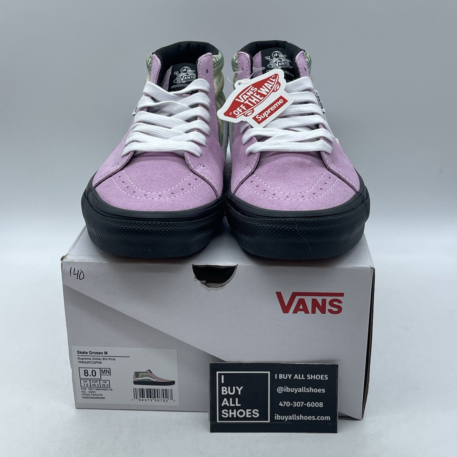 Size 8 - SUP-VANS-23SS-SGM-P Supreme × Vans Doller Skate Grosso Mid Pink