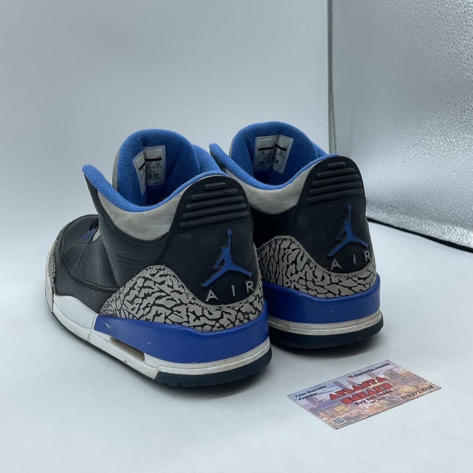 Size 12 - Air Jordan 3 Retro Sport Blue White Black Leather Grey (136064-007)