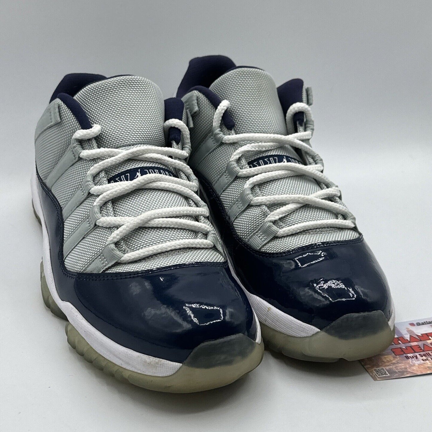 Size 9.5 - Jordan 11 Retro Low Georgetown 2015 Navy Grey White Patent Leather