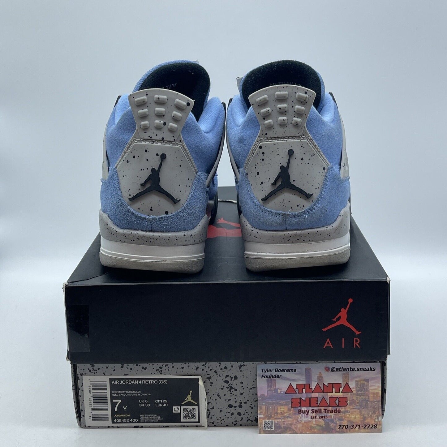 Size 7 - Jordan 4 Retro Black Tech Grey University Blue White 2021 (408452-400)