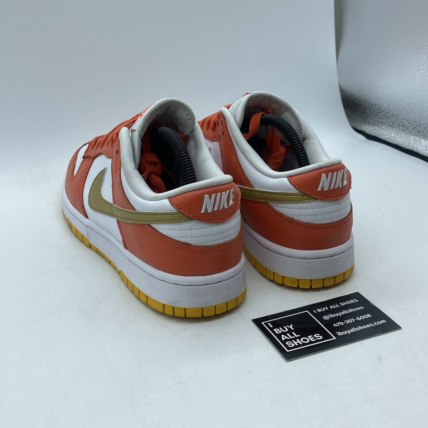 Size 10.5W - Nike Dunk Low Orange University Gold White Leather (DQ4690-800)