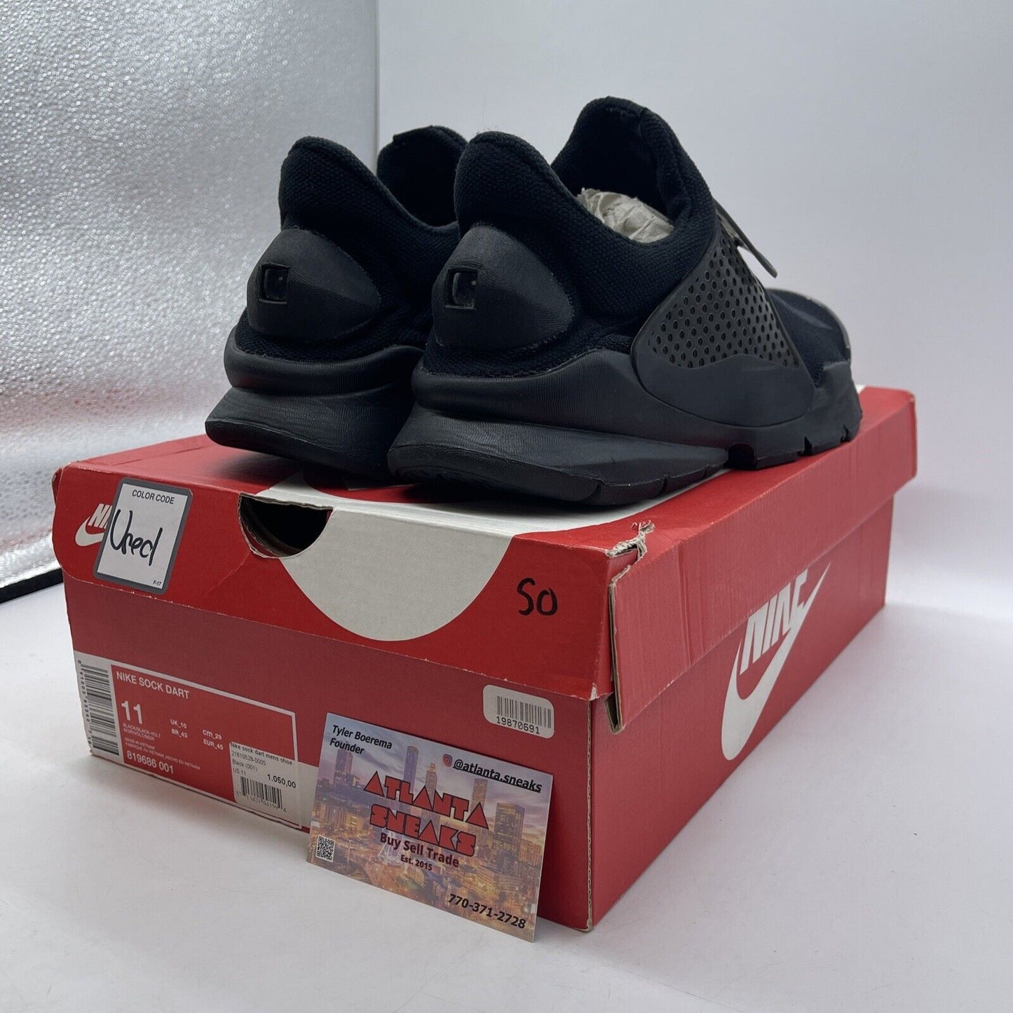 Size 11 - Nike Sock Dart Triple Black (819686-001)