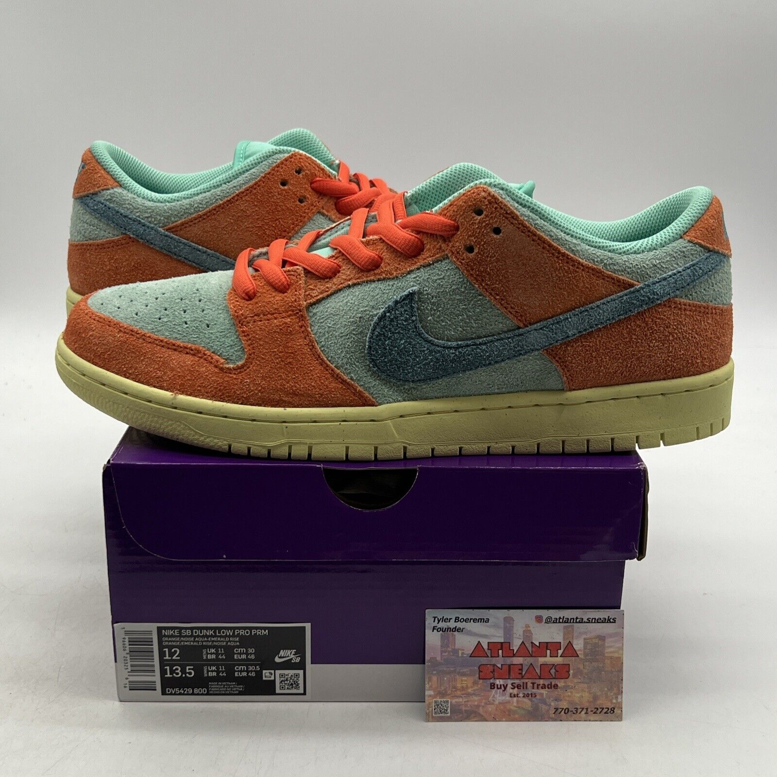 Size 12 - Nike Dunk SB Low Orange Emerald Rise (DV5429-800)