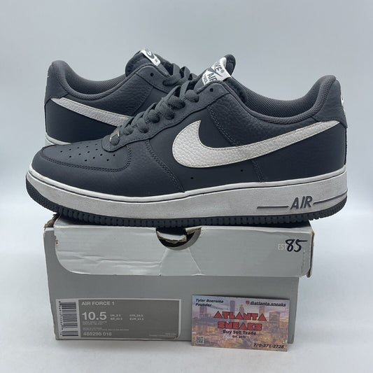 Size 10.5 - Nike Air Force 1 Dark Grey White Leather (488298-018)