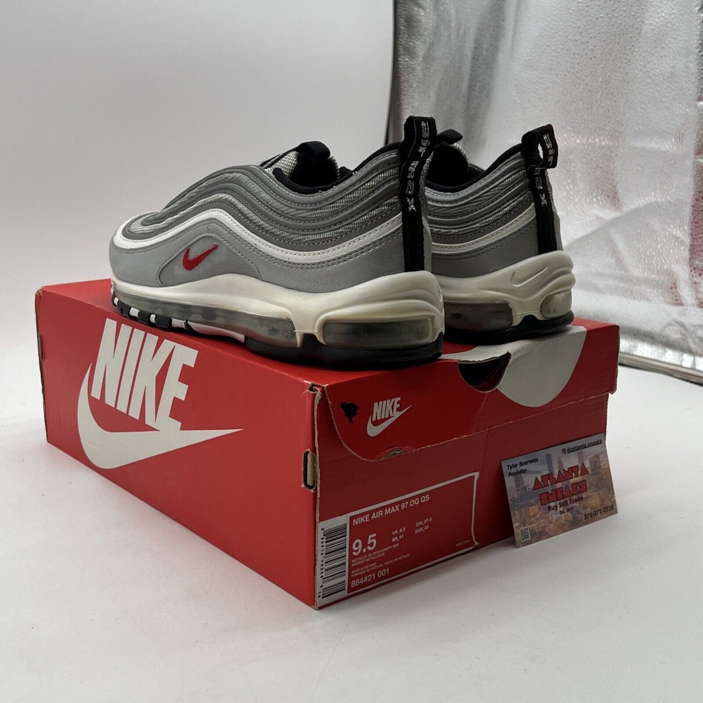 Size 9.5 - Nike Air Max 97 OG QS 2017 Silver Bullet (884421-001)