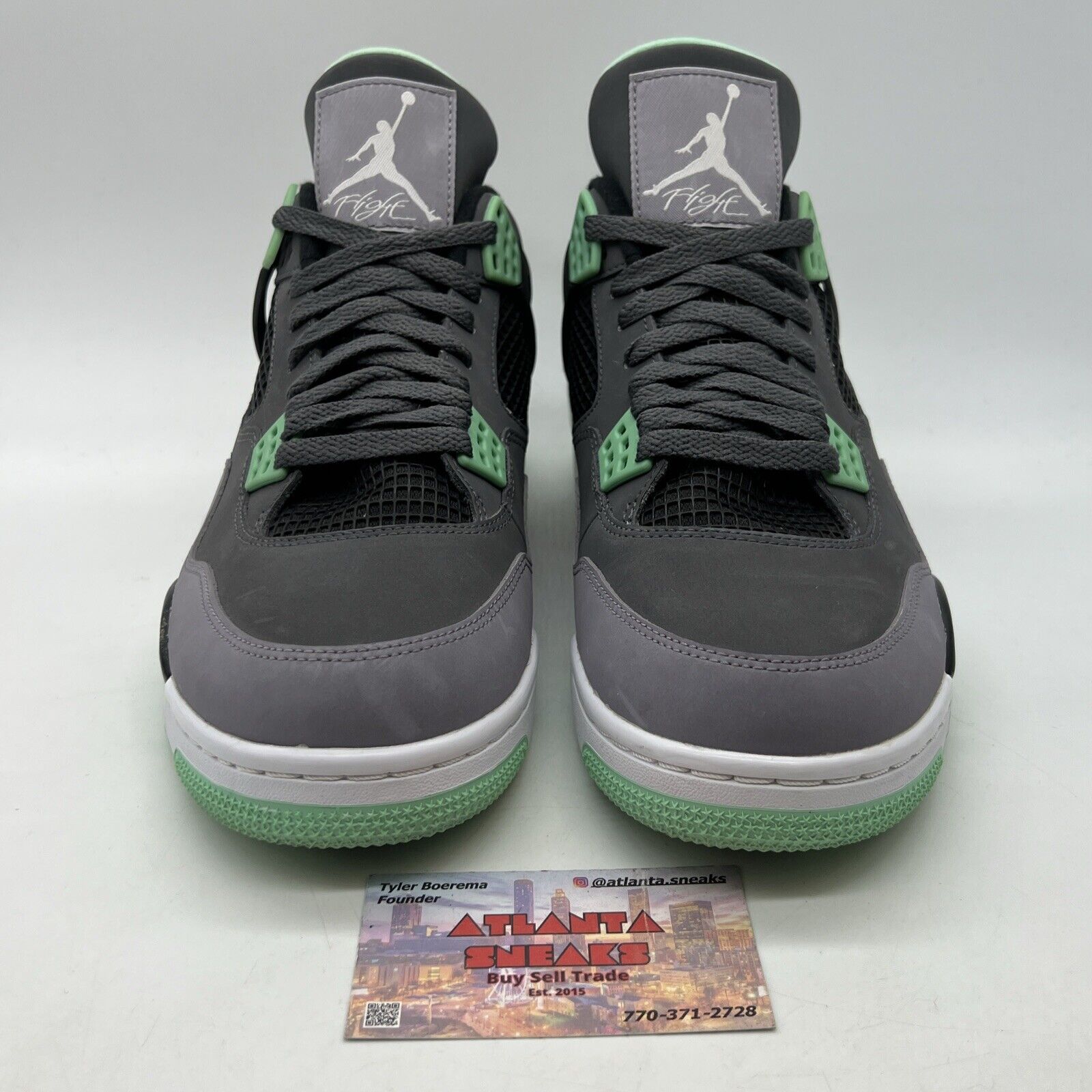 Size 11 - Jordan 4 Retro Green Glow 2013 Suede White Black (308497-033)