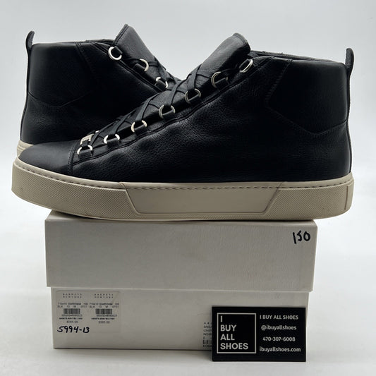 Size 46 - Balenciaga Black Leather Chevre Hamilton Hi-Top Sneaker