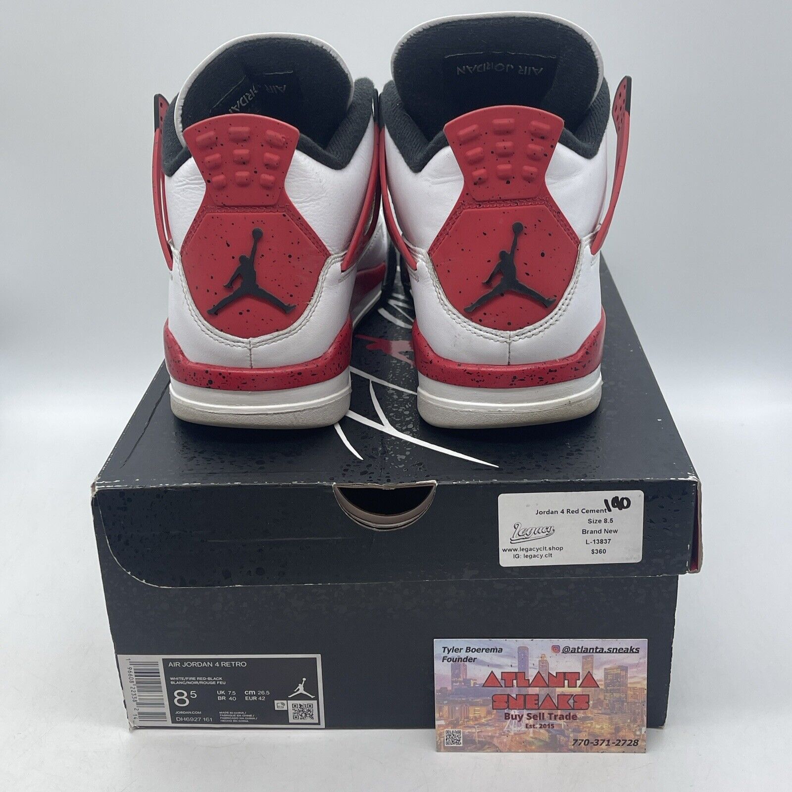 Size 8.5 - Jordan 4 Retro Mid Red Cement Black White Leather (DH6927-161)