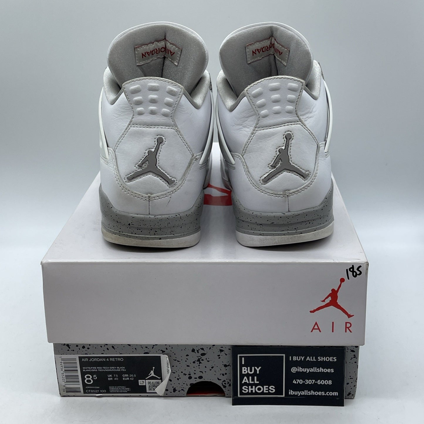Size 8.5 - Jordan 4 Retro Mid White Oreo Grey Leather (CT8527-100)